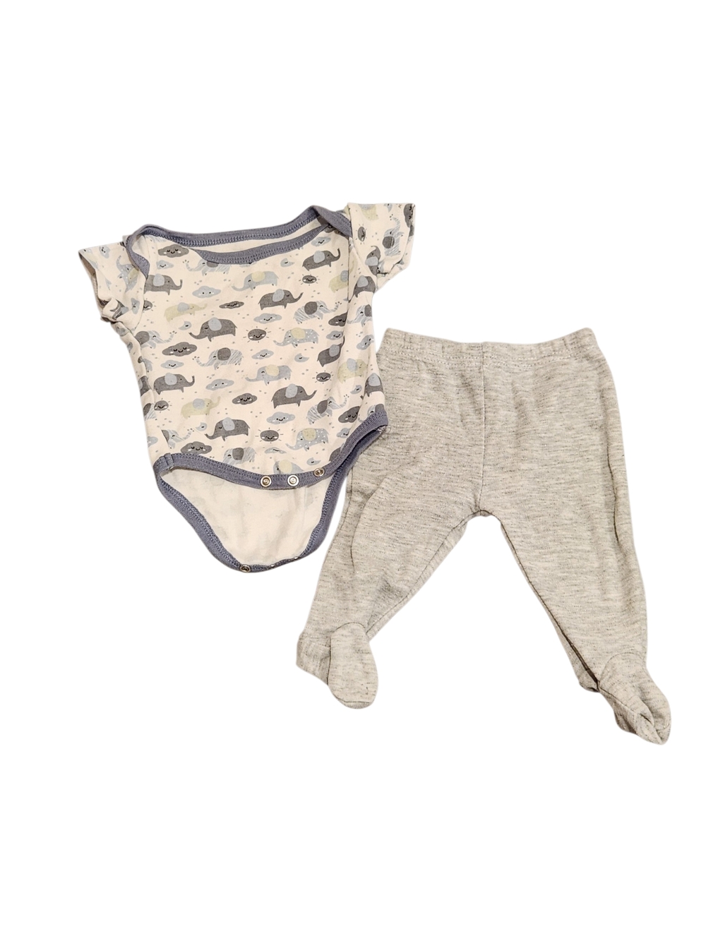 0-3 Month Tales & Stories Elephant Onesie + Perry Ellis Gray Pants